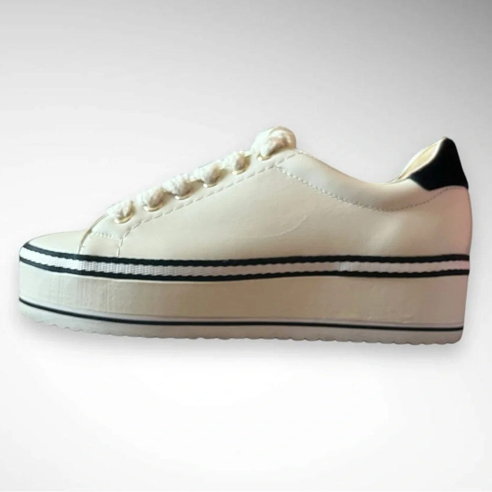 JOIE Women's Dabnis White Stripe Platform Sneakers‎ Size 37 | EUC